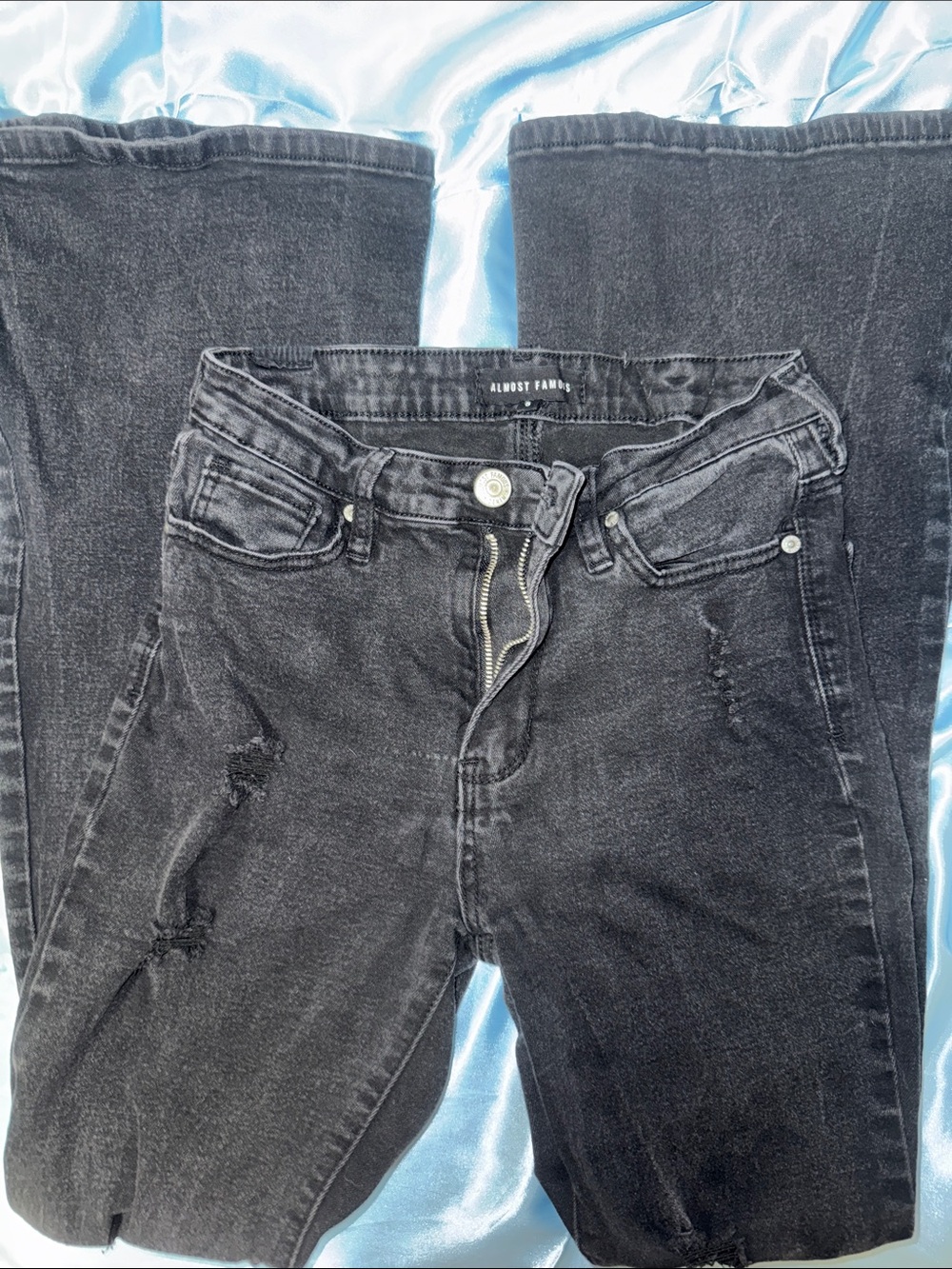 Almost Famous Washed Black Distressed Jeans